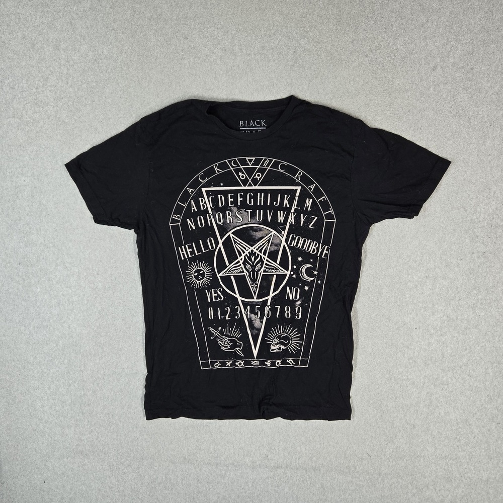 Blackcraft Men Shirt L Black Spirit Board Ouija Baphomet Graphic Celestial READ